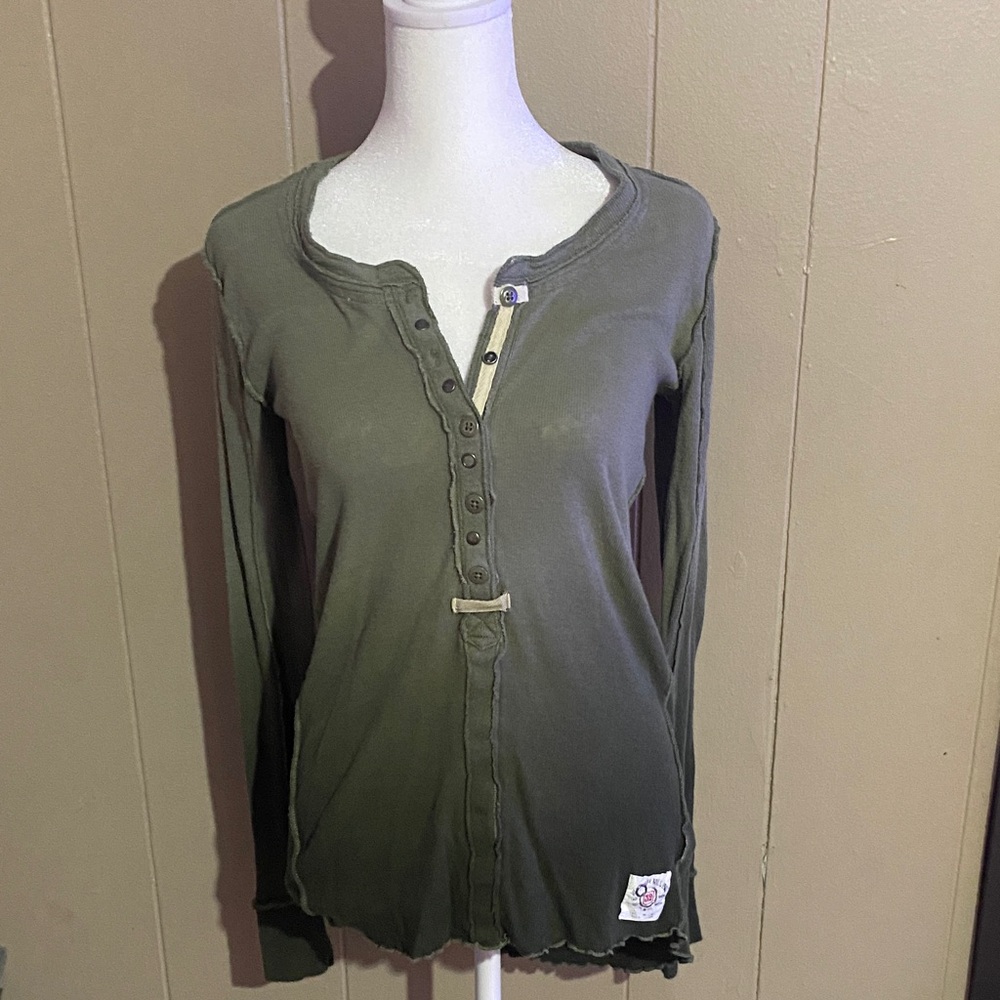 We The Free Olive Green Button-Up Women's Top
